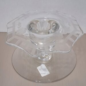 Clear Cut Crystal Glass Candle Holder